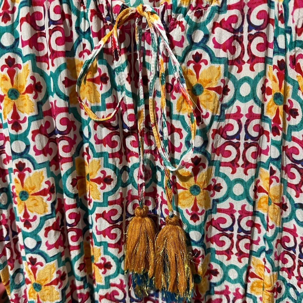 Boston Proper multicolor tile printed romper s - Picture 6 of 13